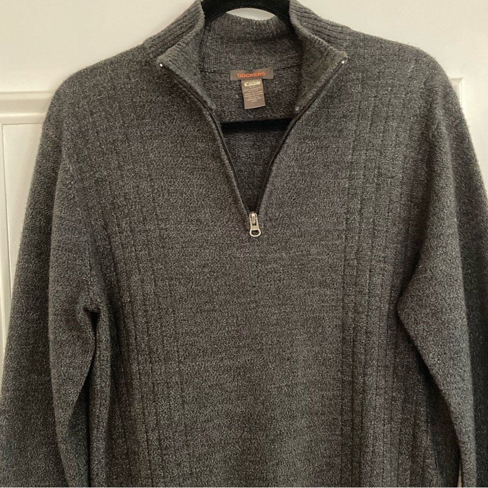 Dockers Men's Charcoal Zip-Up Sweater